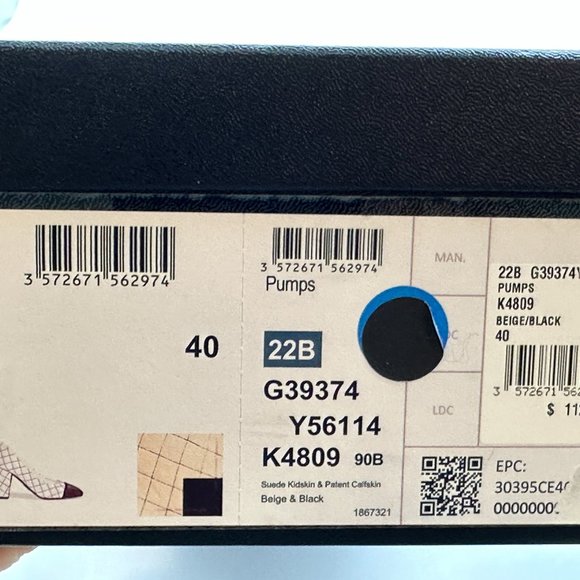 CHANEL 22B Quilted Suede Patent Cap Toe Pumps Heels Shoes - Picture 14 of 14